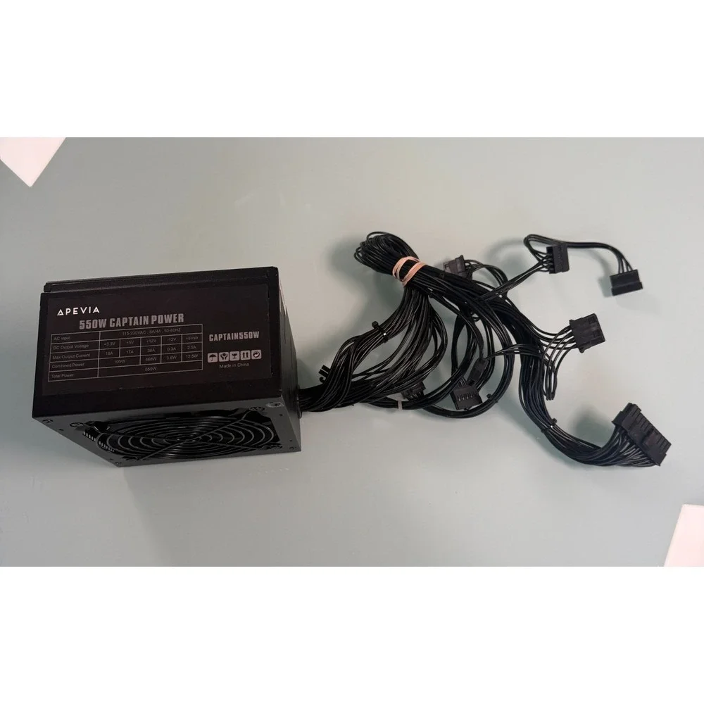 Apevia 550W Power Supply Dual 12V Rails 17A & 19A +3.3V/5V Support Untested